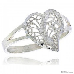 Sterling Silver Filigree Heart Ring, 1/2 in -Style Fr489