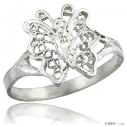 Sterling Silver Butterfly Filigree Ring, 1/2 in -Style Fr483