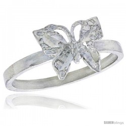 Sterling Silver Small Butterfly Filigree Ring, 5/16 in