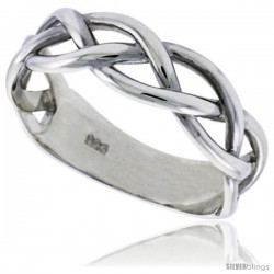 Sterling Silver Men's Braided Wedding Ring Flawless finish 3/8 in wide