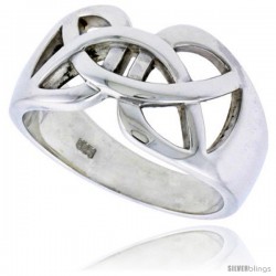 Sterling Silver Men's Celtic Knot cut-out Wedding Ring Flawless finish 1/2 in wide