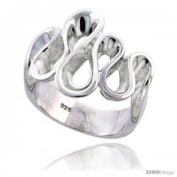 Sterling Silver S Waves Ring Flawless finish 3/4 in wide