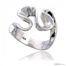 Sterling Silver Sideway Waves Ring Flawless finish 5/8 in wide