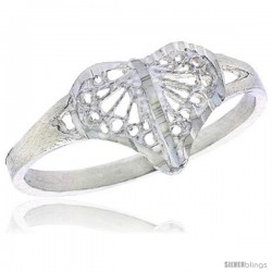 Sterling Silver Filigree Heart Ring, 3/8 in