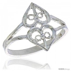 Sterling Silver Double Heart Cut-out Filigree Ring, 1/2 in