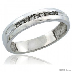 10k White Gold Ladies' Diamond Ring Band w/ 0.11 Carat Brilliant Cut Diamonds, 5/32 in. (4mm) wide