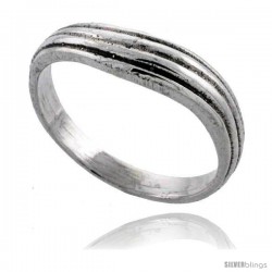 Sterling Silver Wavy Wedding Band Ring 3/16 in wide