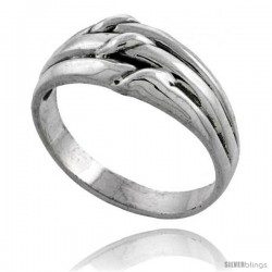 Sterling Silver Grooved Knot Ring 3/8 wide