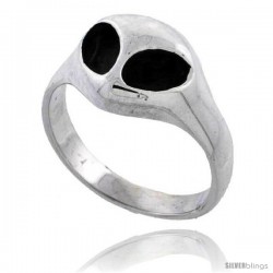 Sterling Silver Alien Face Ring 1/2 in wide