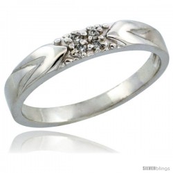 10k White Gold Ladies' Diamond Ring Band w/ 0.04 Carat Brilliant Cut Diamonds, 1/8 in. (3.5mm) wide