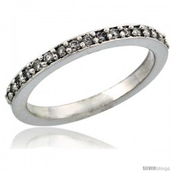 10k White Gold Ladies' Diamond Ring Band w/ 0.20 Carat Brilliant Cut Diamonds, 3/32 in. (2mm) wide