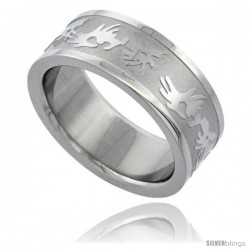 Surgical Steel 8mm Tribal Design Ring Wedding Band -Style Rss11