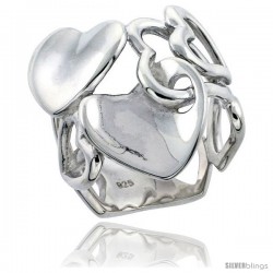 Sterling Silver Interlocking Hearts Flawless finish 15/16 in wide