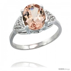 14k White Gold Diamond Morganite Ring 2.40 ct Oval 10x8 Stone 3/8 in wide