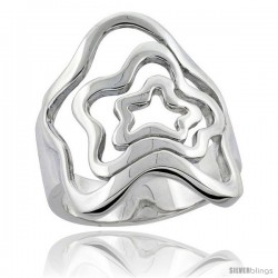 Sterling Silver Cascading Stars Ring Flawless finish 7/8 in wide