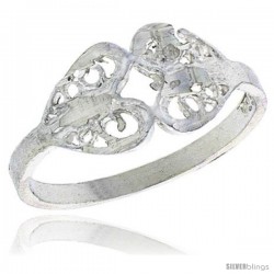 Sterling Silver Double Heart Filigree Ring, 1/4 in -Style Fr496