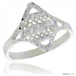 Sterling Silver Diamond-shaped Filigree Ring, 5/8 in