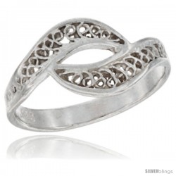 Sterling Silver Swirl Filigree Ring, 3/8 in