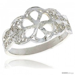 Sterling Silver Flower Cut-out Filigree Ring, 1/2 in