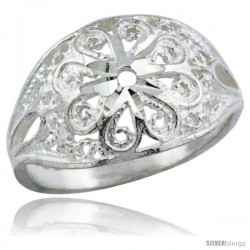 Sterling Silver Flower Filigree Ring, 1/2 in -Style Fr505