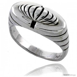 Sterling Silver Domed Striped Dome Ring 3/8 wide