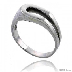 Sterling Silver Horseshoe Shape Center Cut-out Ring 3/8 wide