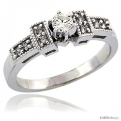 10k White Gold Diamond Engagement Ring w/ 0.27 Carat Brilliant Cut Diamonds, 1/8 in. (3mm) wide