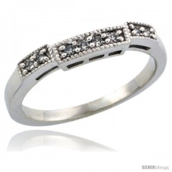 10k White Gold Ladies' Diamond Ring Band w/ 0.10 Carat Brilliant Cut Diamonds, 1/8 in. (3mm) wide