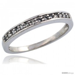 10k White Gold Ladies' Diamond Ring Band w/ 0.14 Carat Brilliant Cut Diamonds, 1/8 in. (3mm) wide