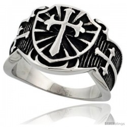 Surgical Steel Biker Ring St. James Cross 5/8 in long