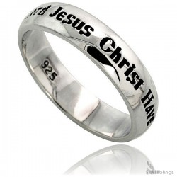 Sterling Silver Lord Jesus Christ Have Mercy On Me Ring Flawless finish, 3/16 in wide
