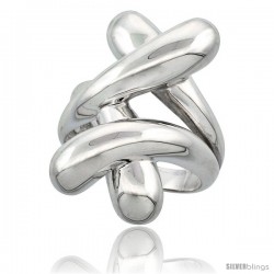 Sterling Silver Overlapping X Pattern Ring Flawless finish, 1 1/8 in wide