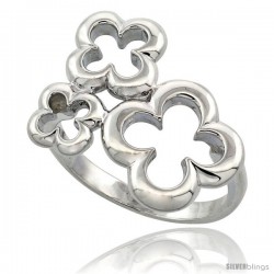 Sterling Silver Three Flower Ring Flawless finish, 3/4 in wide