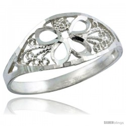 Sterling Silver Flower Filigree Ring, 5/16 in