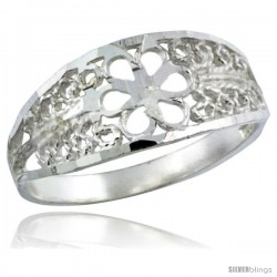 Sterling Silver Flower Filigree Ring, 5/16 in -Style Fr507