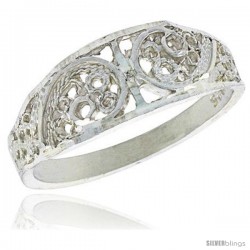 Sterling Silver Freeform Filigree Ring, 1/4 in