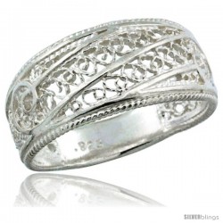 Sterling Silver Filigree Dome Ring, 3/8 in