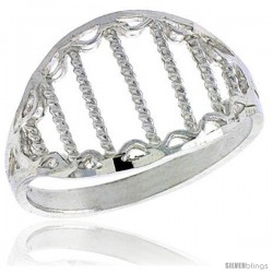 Sterling Silver Filigree Dome Ring, 1/2 in