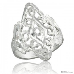 Sterling Silver Filigree Diamond-shaped Loop Ring, 7/8 in