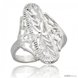 Sterling Silver Filigree Diamond-shaped Ring, 7/8 in