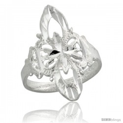 Sterling Silver Filigree Clover-shaped Floral Ring, 1 in