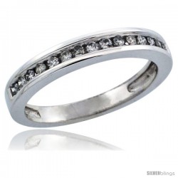 10k White Gold Ladies' Diamond Ring Band w/ 0.21 Carat Brilliant Cut Diamonds, 1/8 in. (3mm) wide