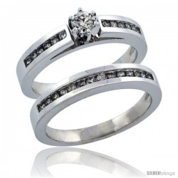 10k White Gold 2-Piece Diamond Engagement Ring Band Set w/ 0.42 Carat Brilliant Cut Diamonds, 1/8 in. (3mm) wide