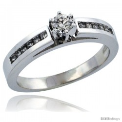 10k White Gold Diamond Engagement Ring w/ 0.28 Carat Brilliant Cut Diamonds, 1/8 in. (3mm) wide