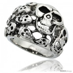 Surgical Steel Biker Skull Ring Yard Domed 3/4 in long