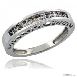 10k White Gold Ladies' Diamond Ring Band w/ 0.28 Carat Brilliant Cut Diamonds, 5/32 in. (4mm) wide