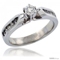 10k White Gold Diamond Engagement Ring w/ 0.45 Carat Brilliant Cut Diamonds, 5/32 in. (4mm) wide