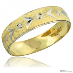 10k Gold Ladies' Wedding Band Ring Diamond-cut Pattern Rhodium Accent, 3/16 in. (4.5mm) wide -Style 10y507lb