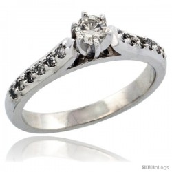 10k White Gold Diamond Engagement Ring w/ 0.38 Carat Brilliant Cut Diamonds, 1/8 in. (3mm) wide