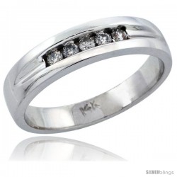 10k White Gold Ladies' Diamond Ring Band w/ 0.14 Carat Brilliant Cut Diamonds, 1/4 in. (6mm) wide